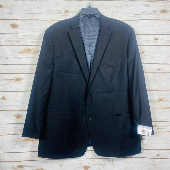 Michael Kors Men Kris Wool Blend Natural Stretch Blazer Black 50Long